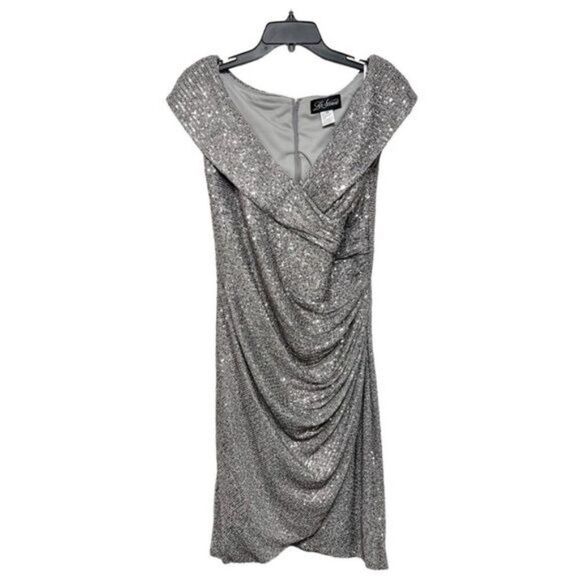 New La Femme Sequin Faux Wrap Cocktail Dress Size 10 - Picture 4 of 11